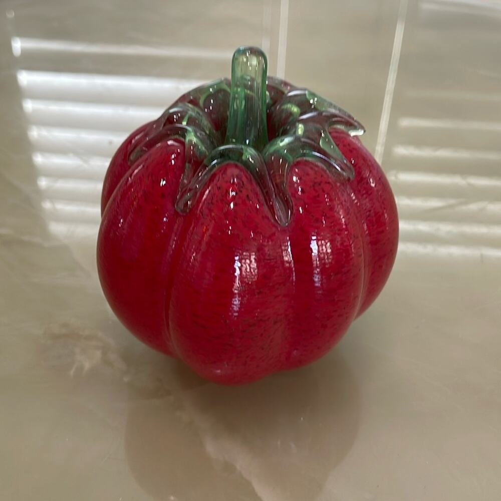 Handmade Blown Glass Tomato Shape  Red A